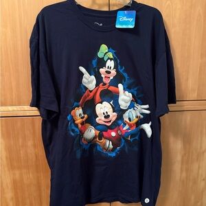 Disney Navy Blue Mickey, Goofy, and Donald Tee